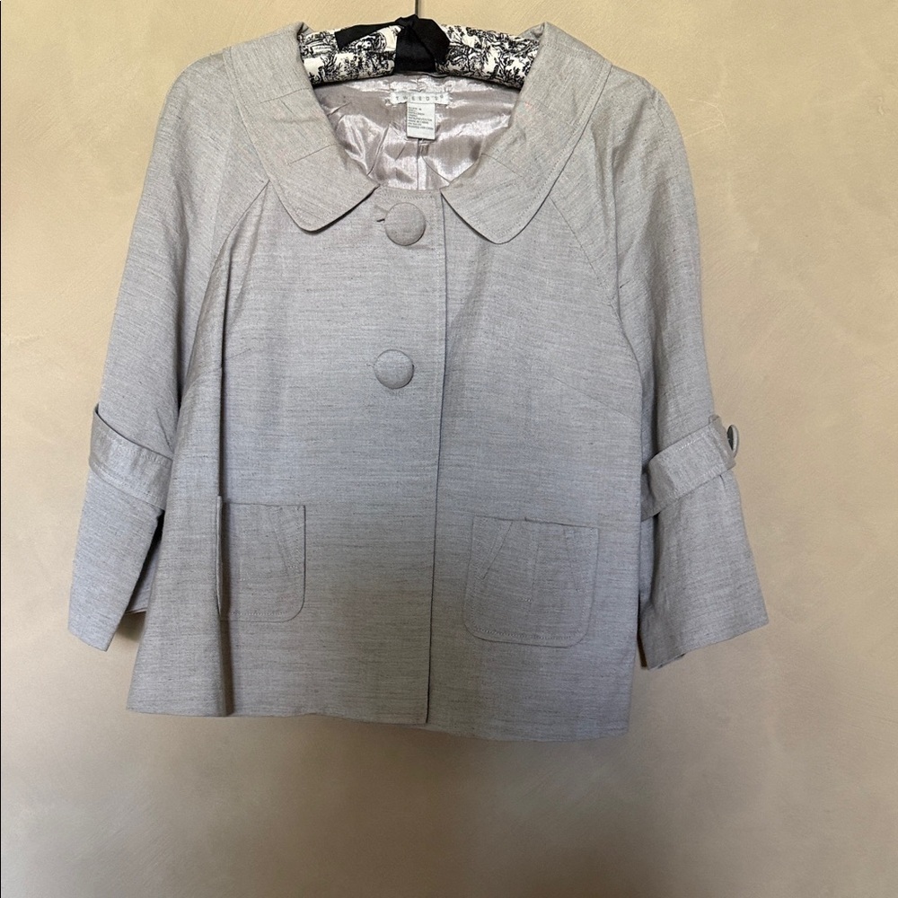 Tweeds Taupe Gray Linen Jacket with Button Details